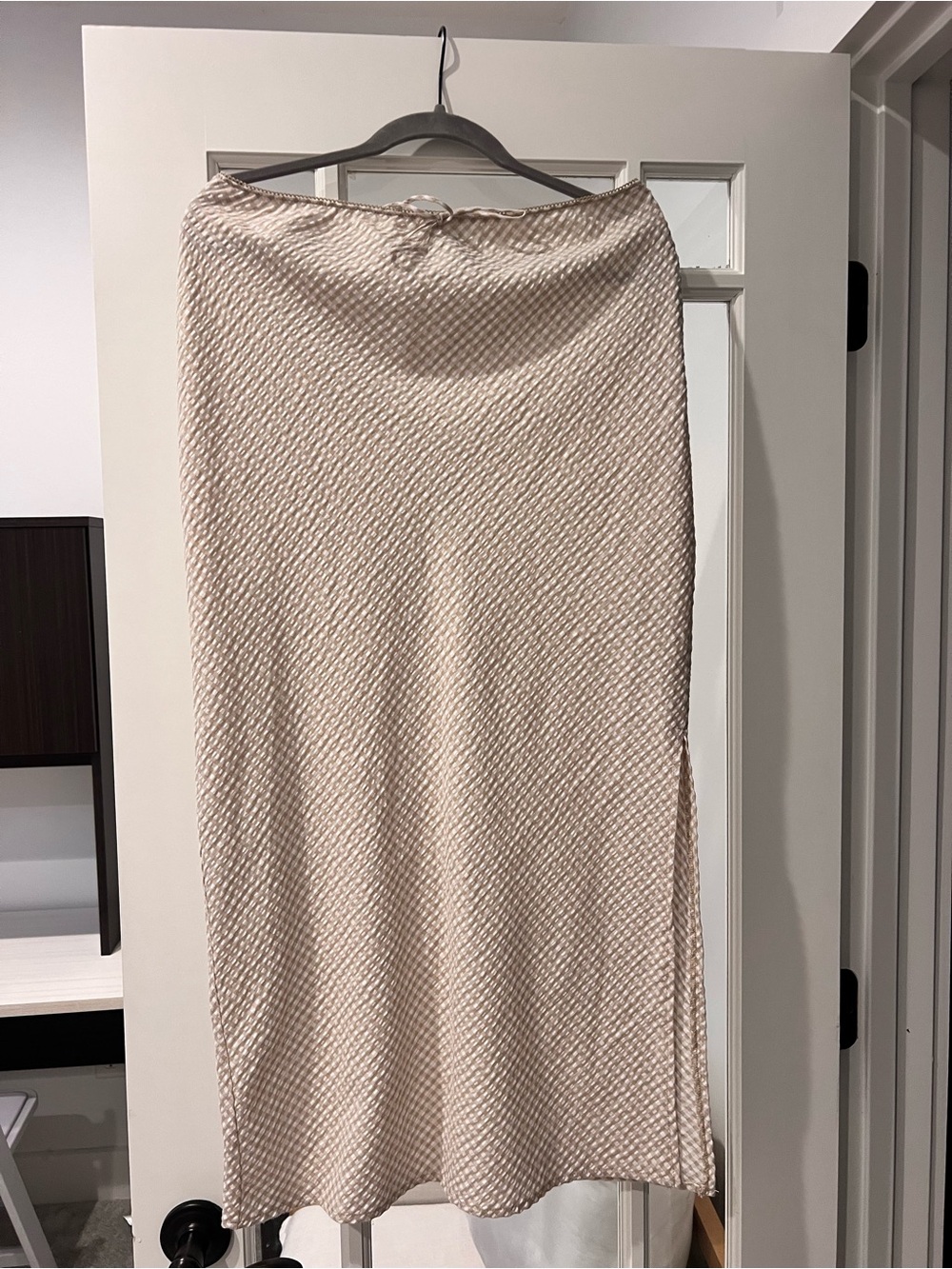 wild fable Cream Textured Maxi Skirt with Side Slit